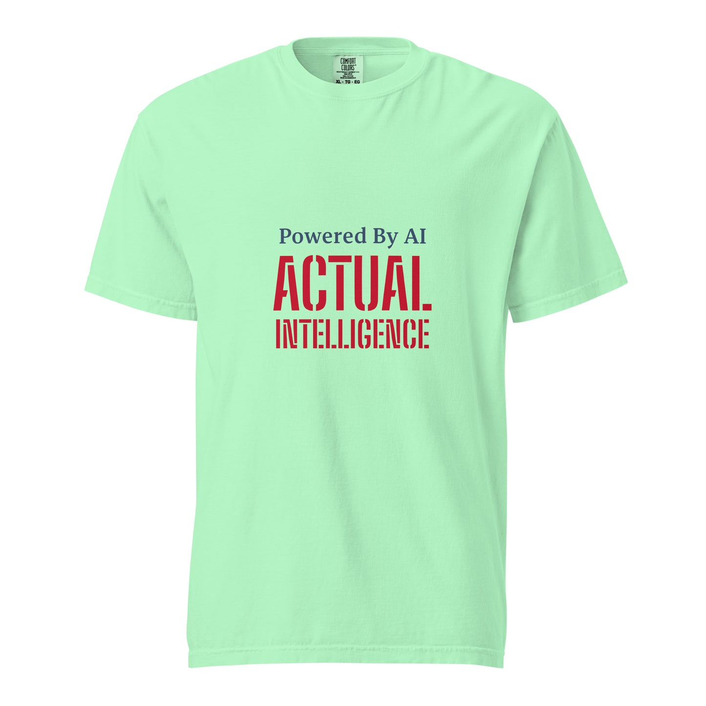 Unisex garment-dyed heavyweight AI-powered T-shirt in island reef color with front design, from wayward.biz.