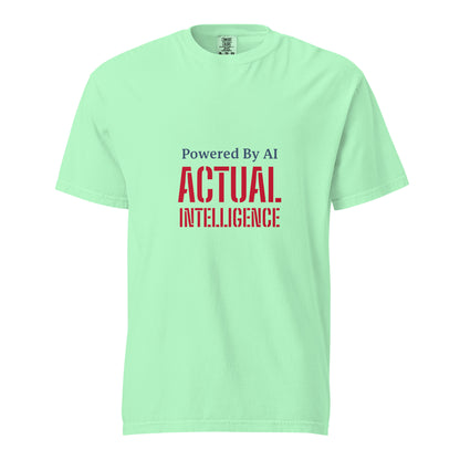 Unisex garment-dyed heavyweight AI-powered T-shirt in island reef color with front design, from wayward.biz.