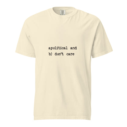 Unisex heavyweight garment-dyed ivory t-shirt by wayward.biz, front view showing soft fabric and casual fit.