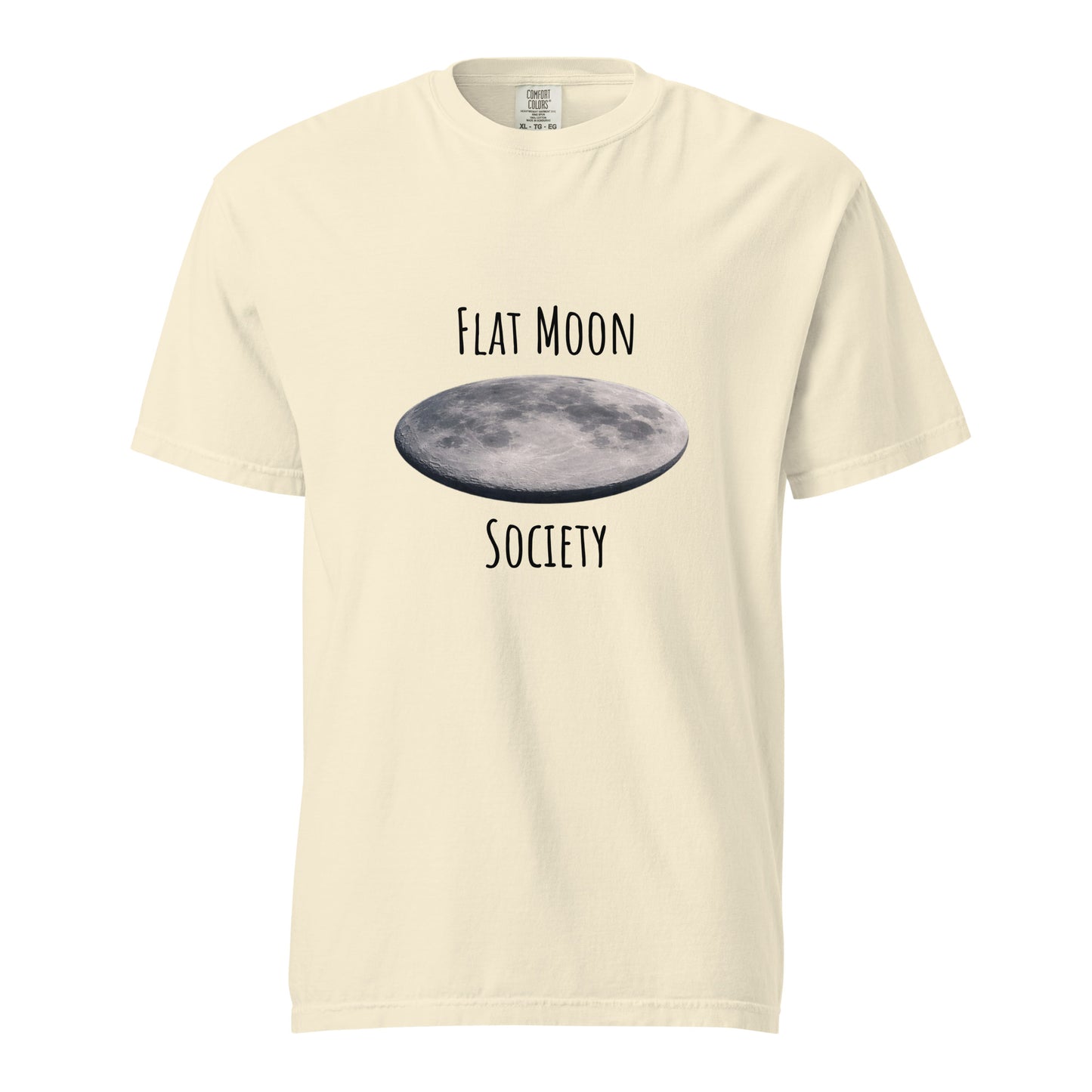 Unisex ivory garment-dyed heavyweight T-shirt by Flat Moon Society, front view showcasing soft fabric and relaxed fit.