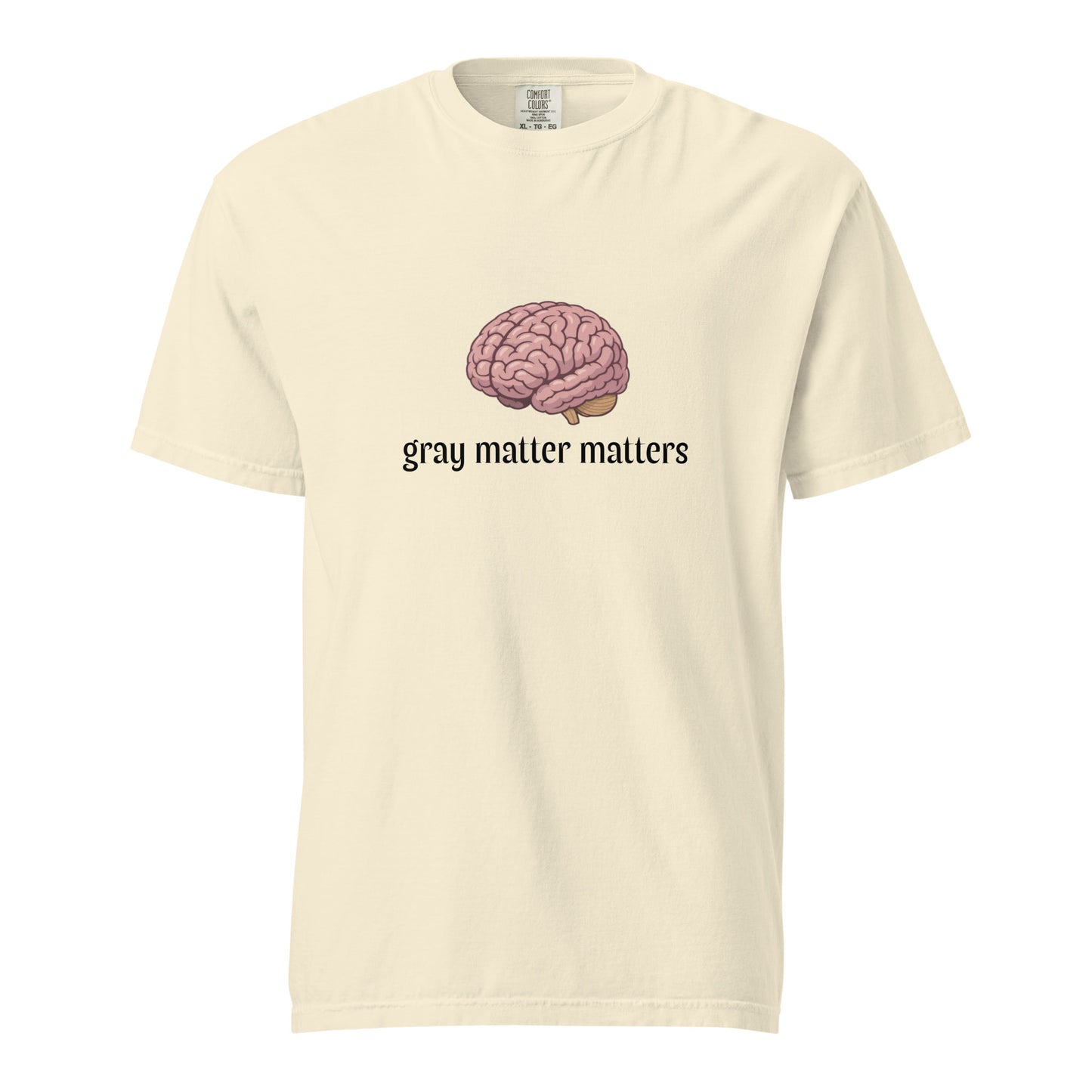 Unisex gray garment-dyed heavyweight t-shirt from Wayward.biz, shown in light color with front view.