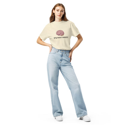Unisex gray garment-dyed heavyweight t-shirt by wayward.biz, front view showing soft fabric and casual fit.