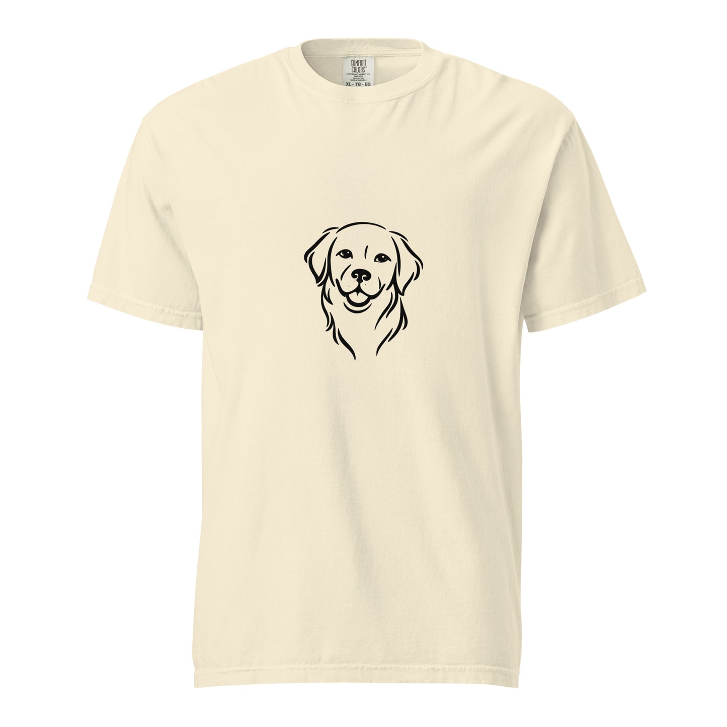 Golden Retriever unisex garment-dyed heavyweight t-shirt in ivory, front view showcasing casual style and soft fabric.