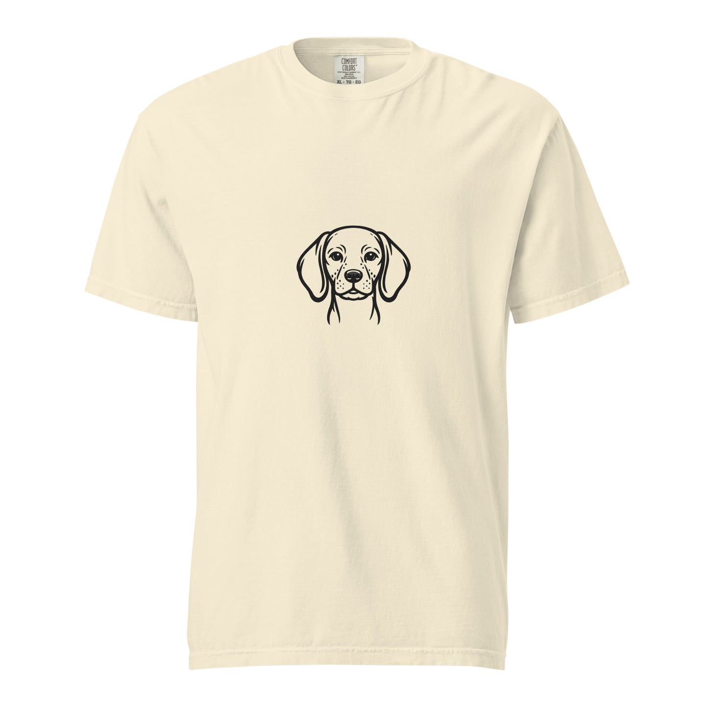 Unisex German Shorthaired Pointer graphic T-shirt in heavyweight garment-dyed fabric, ivory color, front view.