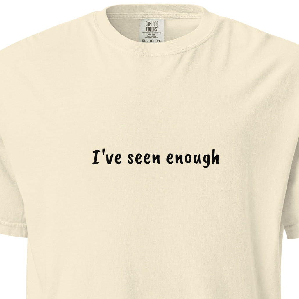 Unisex garment-dyed heavyweight ivory T-shirt from wayward.biz, front view showing soft, durable fabric and classic fit.