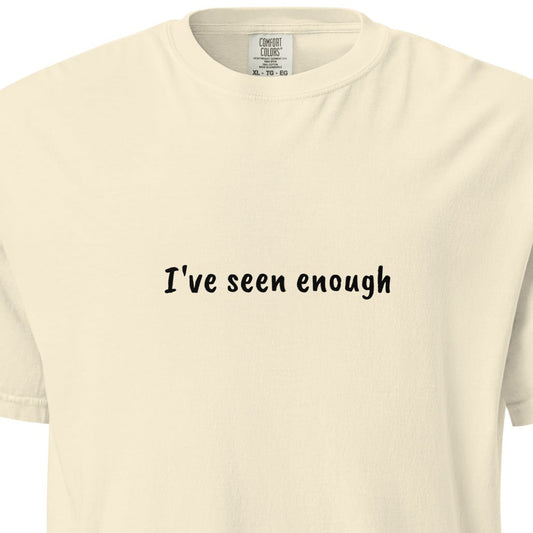 Unisex garment-dyed heavyweight ivory T-shirt from wayward.biz, front view showing soft, durable fabric and classic fit.