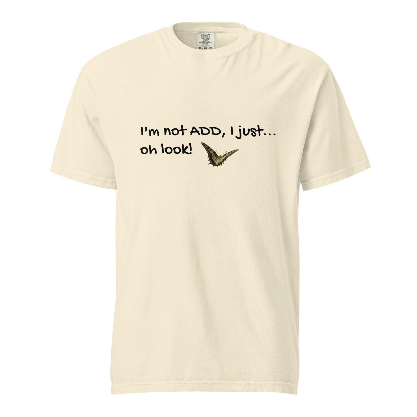 Unisex ivory garment-dyed heavyweight T-shirt by wayward.biz, front view showing soft, durable fabric and classic fit.