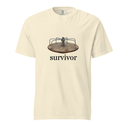 Unisex heavyweight garment-dyed ivory T-shirt featuring a front design, casual style, and durable fabric by Wayward.biz.
