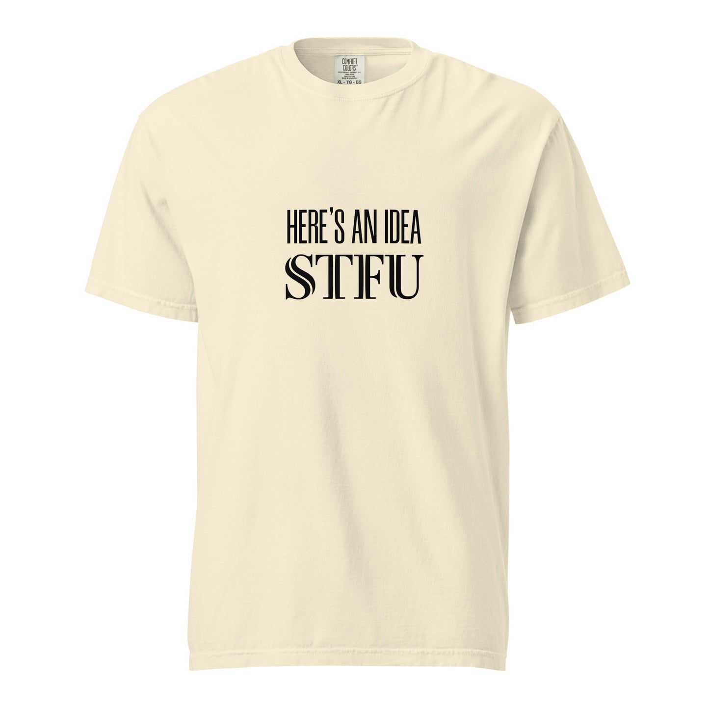 Unisex garment-dyed heavyweight ivory T-shirt by wayward.biz, front view showing soft fabric and classic fit.