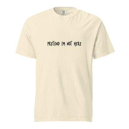Unisex garment-dyed heavyweight ivory T-shirt from wayward.biz, front view showing soft fabric and relaxed fit.
