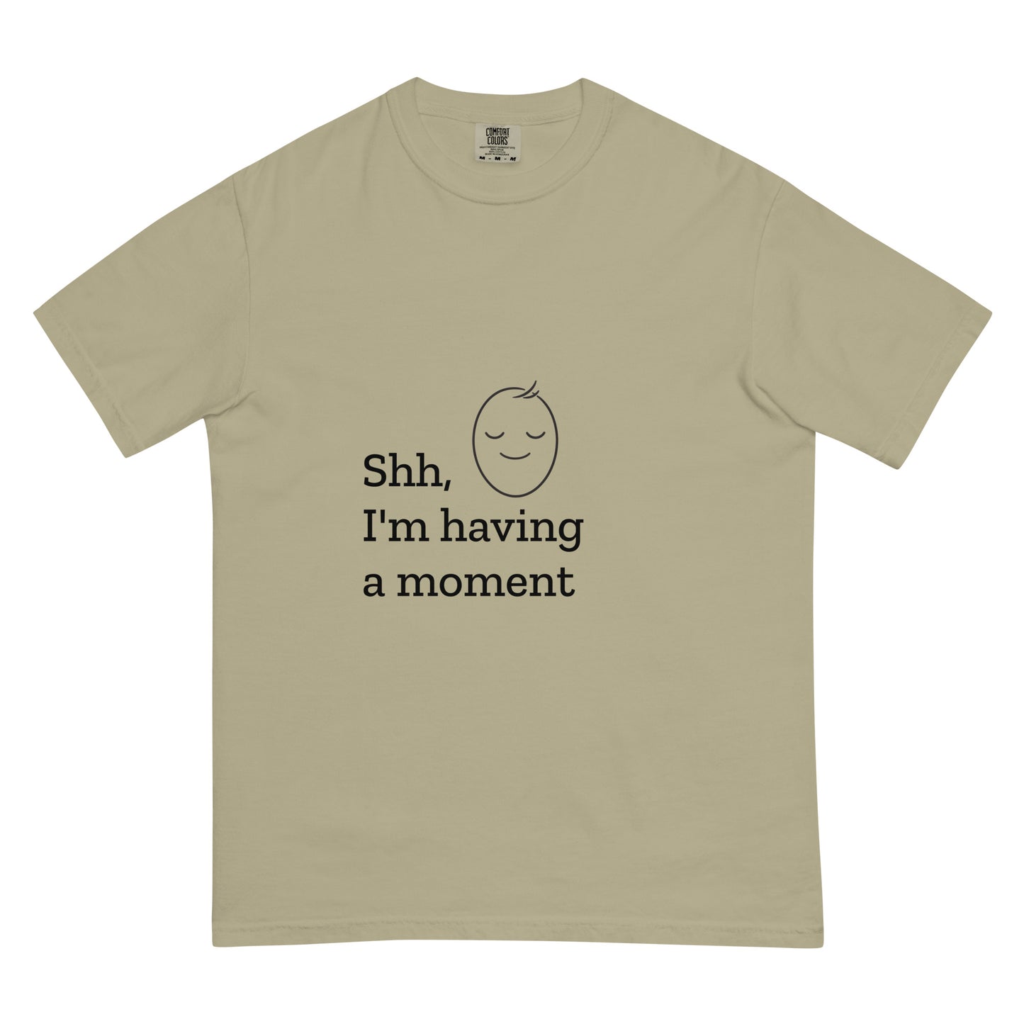 Unisex garment-dyed heavyweight khaki T-shirt from wayward.biz with a front view, casual and comfortable style.