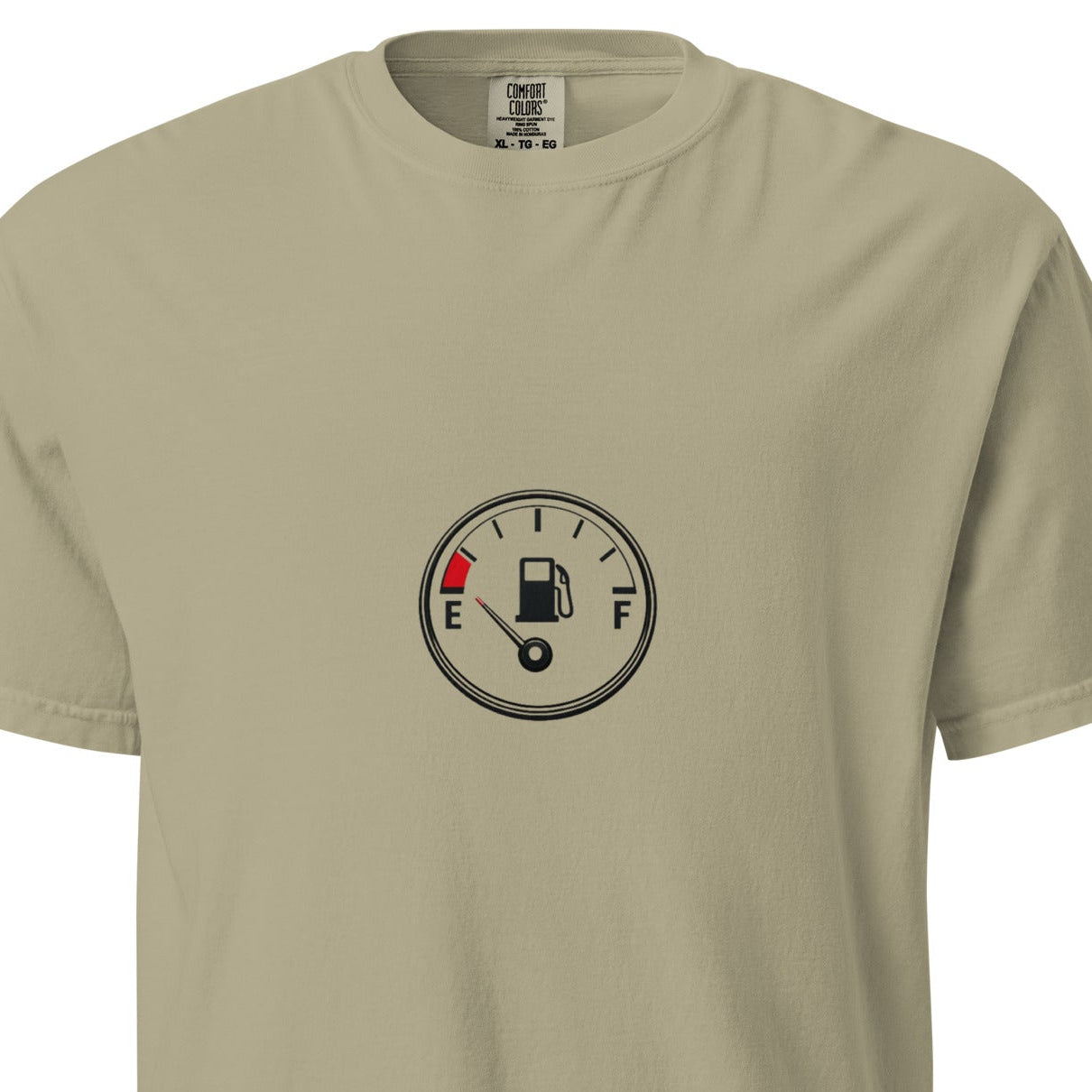 Unisex garment-dyed heavyweight khaki T-shirt featuring a front design, ideal for casual wear from Wayward.biz.