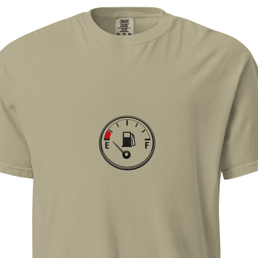 Unisex garment-dyed heavyweight khaki T-shirt featuring a front design, ideal for casual wear from Wayward.biz.