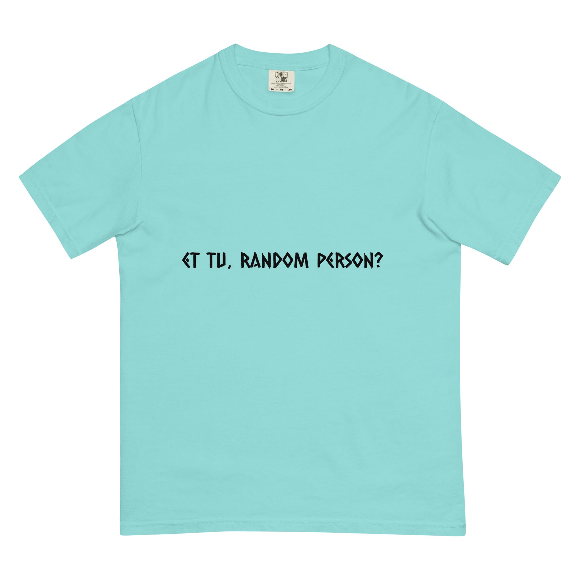 Unisex garment-dyed heavyweight T-shirt in lagoon blue by wayward.biz, front view showing soft fabric and casual fit.