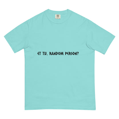 Unisex garment-dyed heavyweight T-shirt in lagoon blue by wayward.biz, front view showing soft fabric and casual fit.