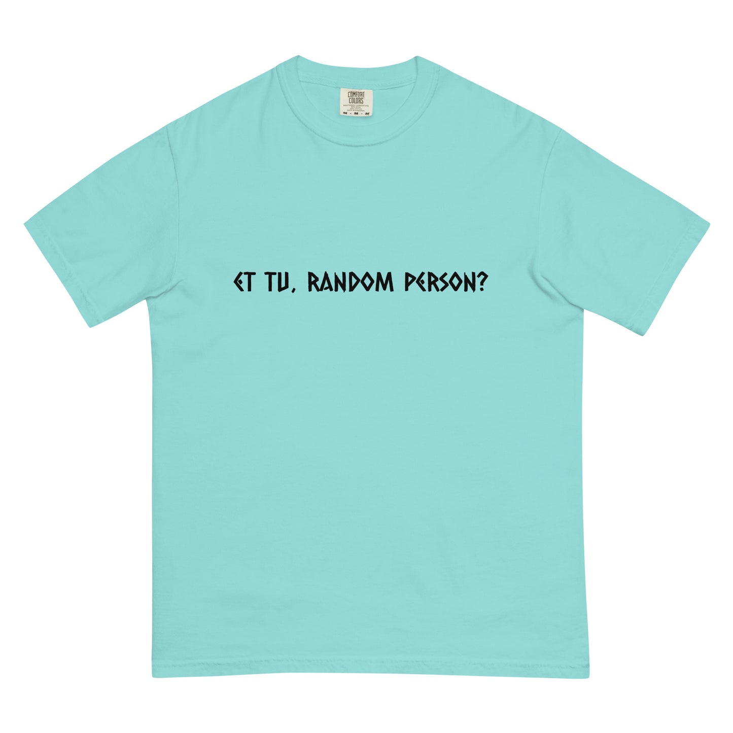Light lagoon blue unisex garment-dyed heavyweight T-shirt by wayward.biz, front view showing soft fabric and casual fit.