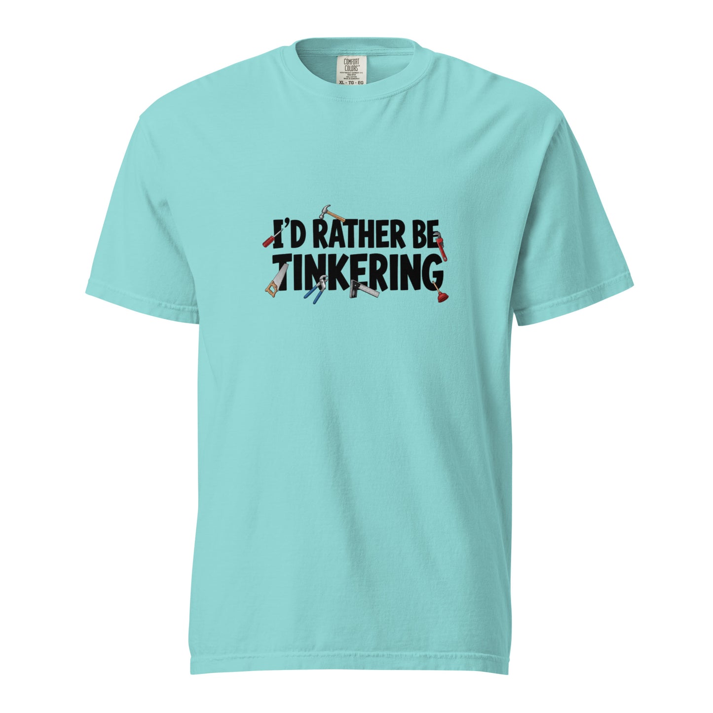 Unisex garment-dyed heavyweight t-shirt by wayward.biz in lagoon blue, front view showing soft fabric and relaxed fit.