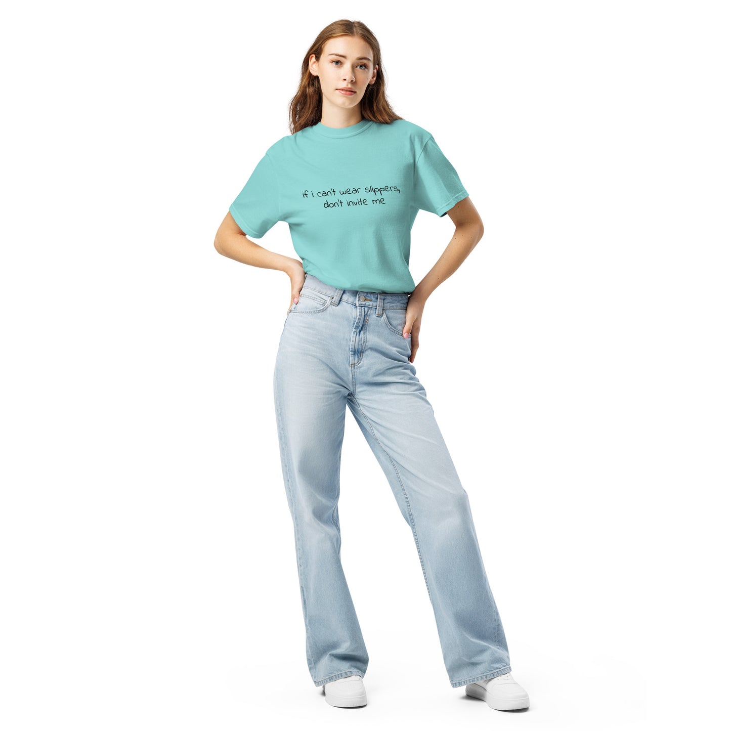 Unisex garment-dyed heavyweight T-shirt from wayward.biz in lagoon blue, featuring a simple front design and casual fit.