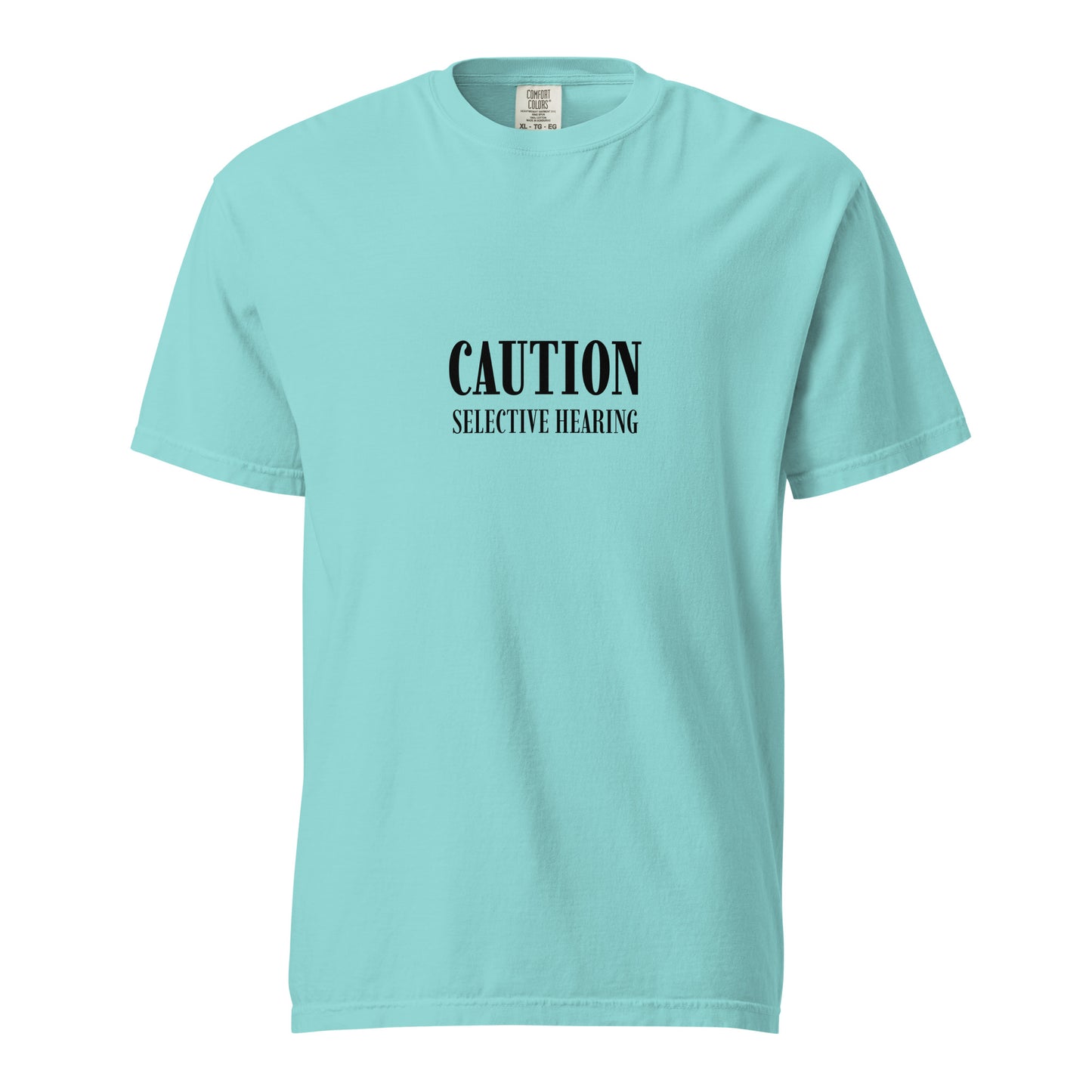 Unisex heavyweight T-shirt by wayward.biz in lagoon blue, featuring a garment-dyed finish and casual front design.