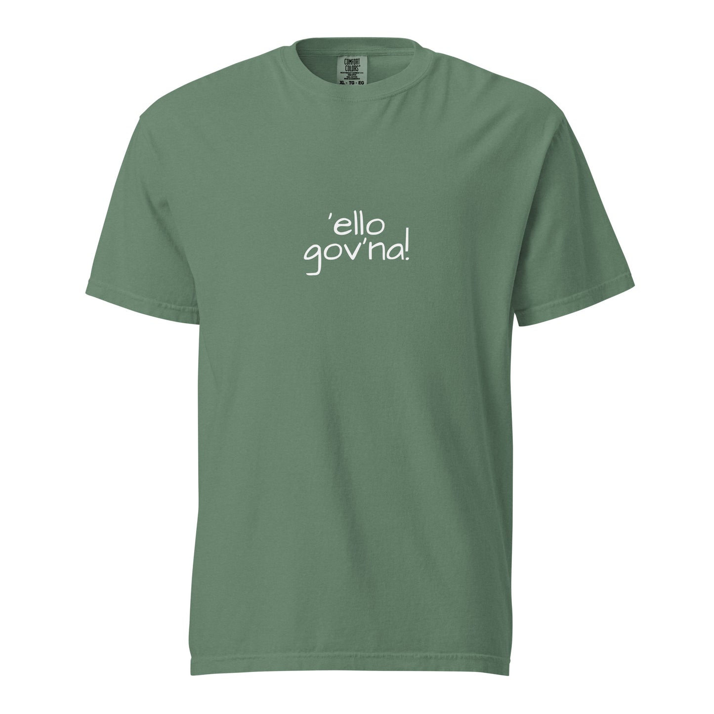 Light green unisex garment-dyed heavyweight T-shirt by wayward.biz, front view showing soft fabric and casual fit.