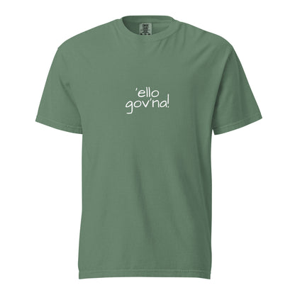Light green unisex garment-dyed heavyweight T-shirt by wayward.biz, front view showing soft fabric and casual fit.
