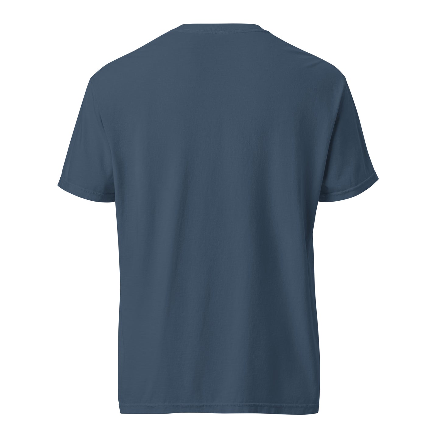Unisex heavy-weight garment-dyed T-shirt in midnight color with "Old enough to remember" text, by Wayward.biz.