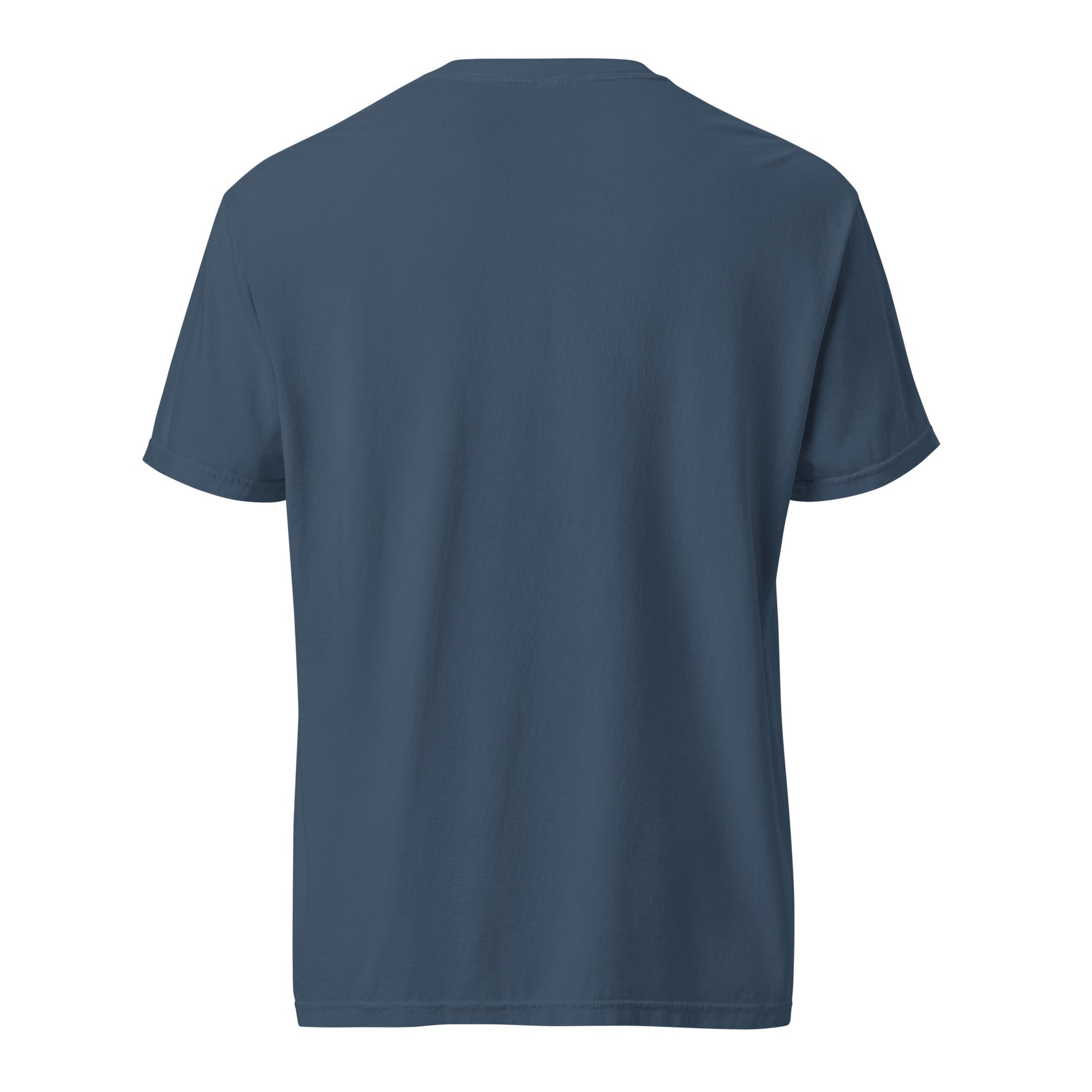 Unisex heavy-weight garment-dyed T-shirt in midnight color with "Old enough to remember" text, by Wayward.biz.