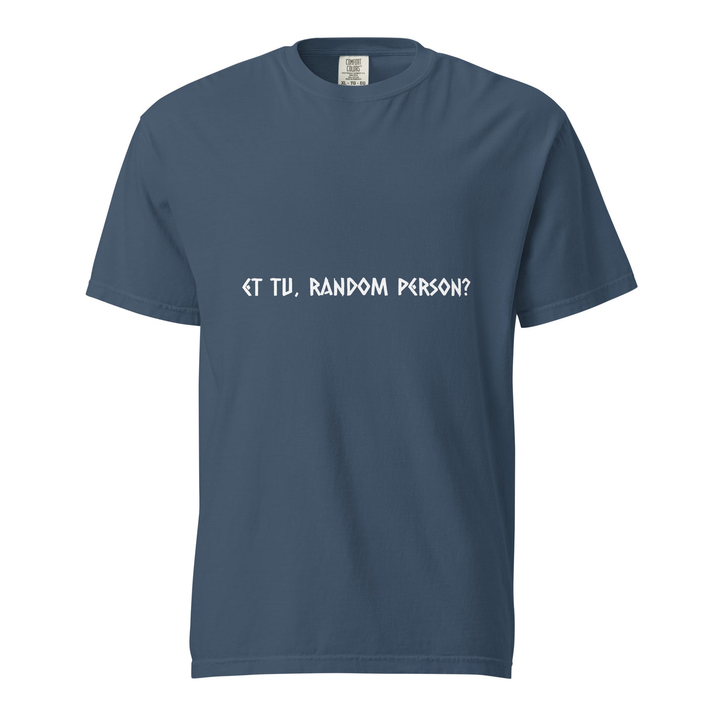 Unisex garment-dyed heavyweight dark T-shirt by wayward.biz, front view showing soft fabric and casual fit.