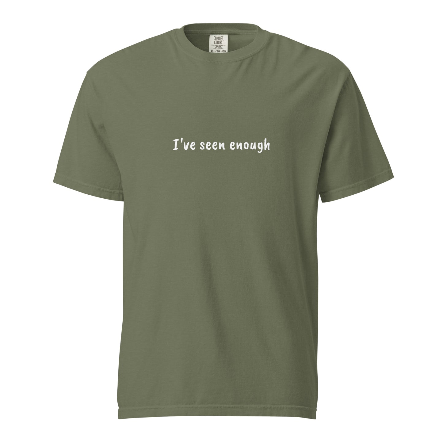 Unisex dark garment-dyed heavyweight T-shirt by wayward.biz, front view showing soft fabric and casual fit.