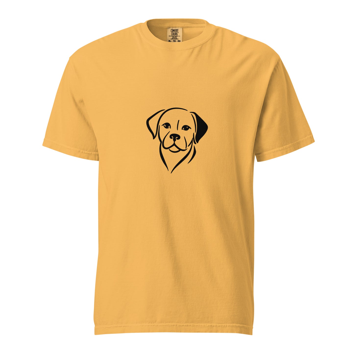 Unisex mustard heavyweight garment-dyed Labrador Retriever T-shirt from wayward.biz, front view showing soft fabric and casual fit.