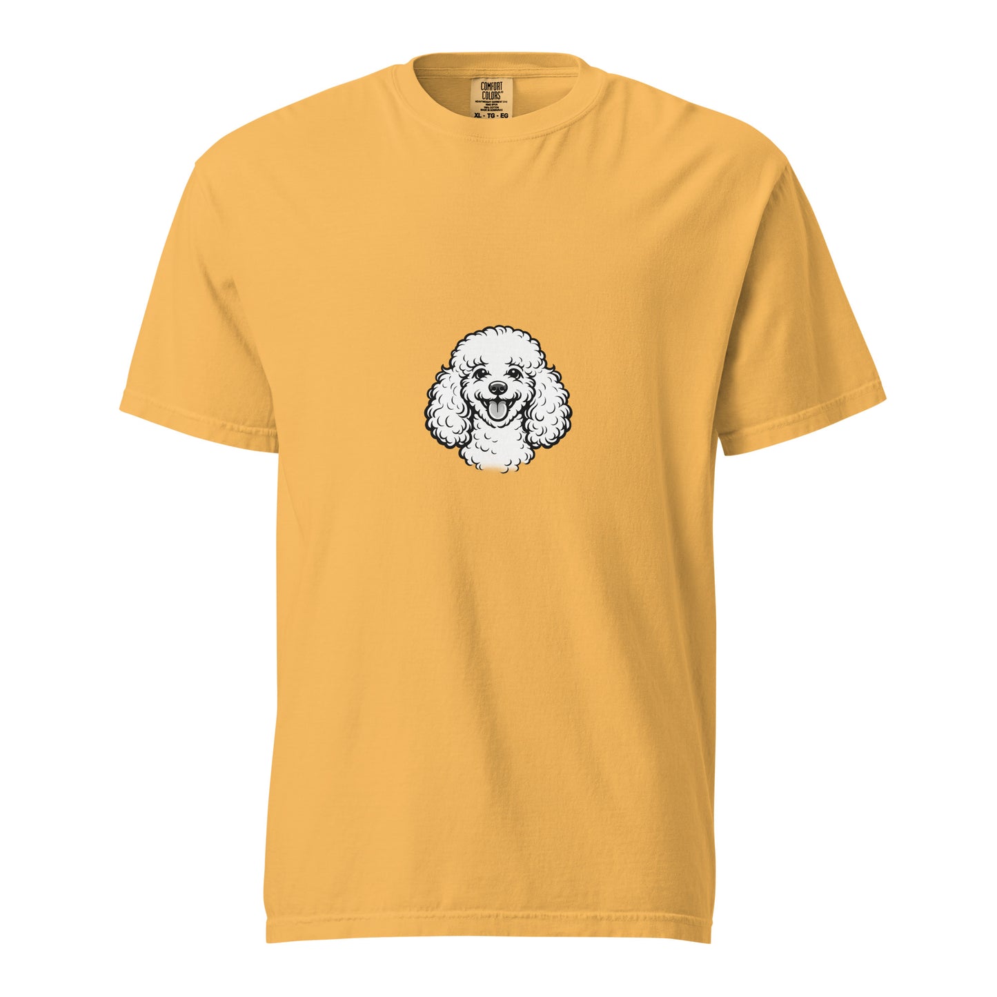 Unisex garment-dyed heavyweight mustard T-shirt with front design by wayward.biz, showcasing a comfortable, casual style.