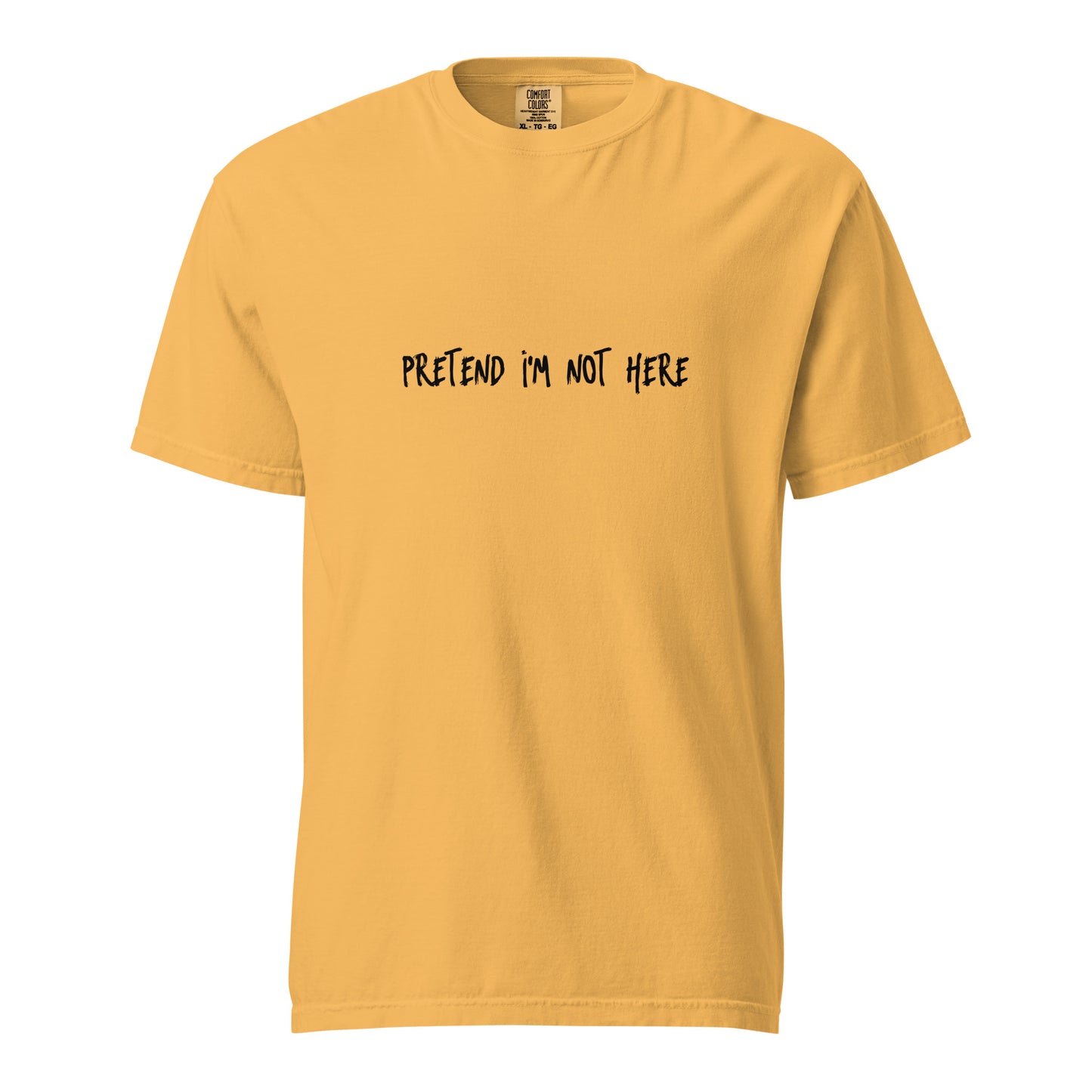 Unisex garment-dyed heavyweight mustard T-shirt by wayward.biz, front view showing soft fabric and classic fit.