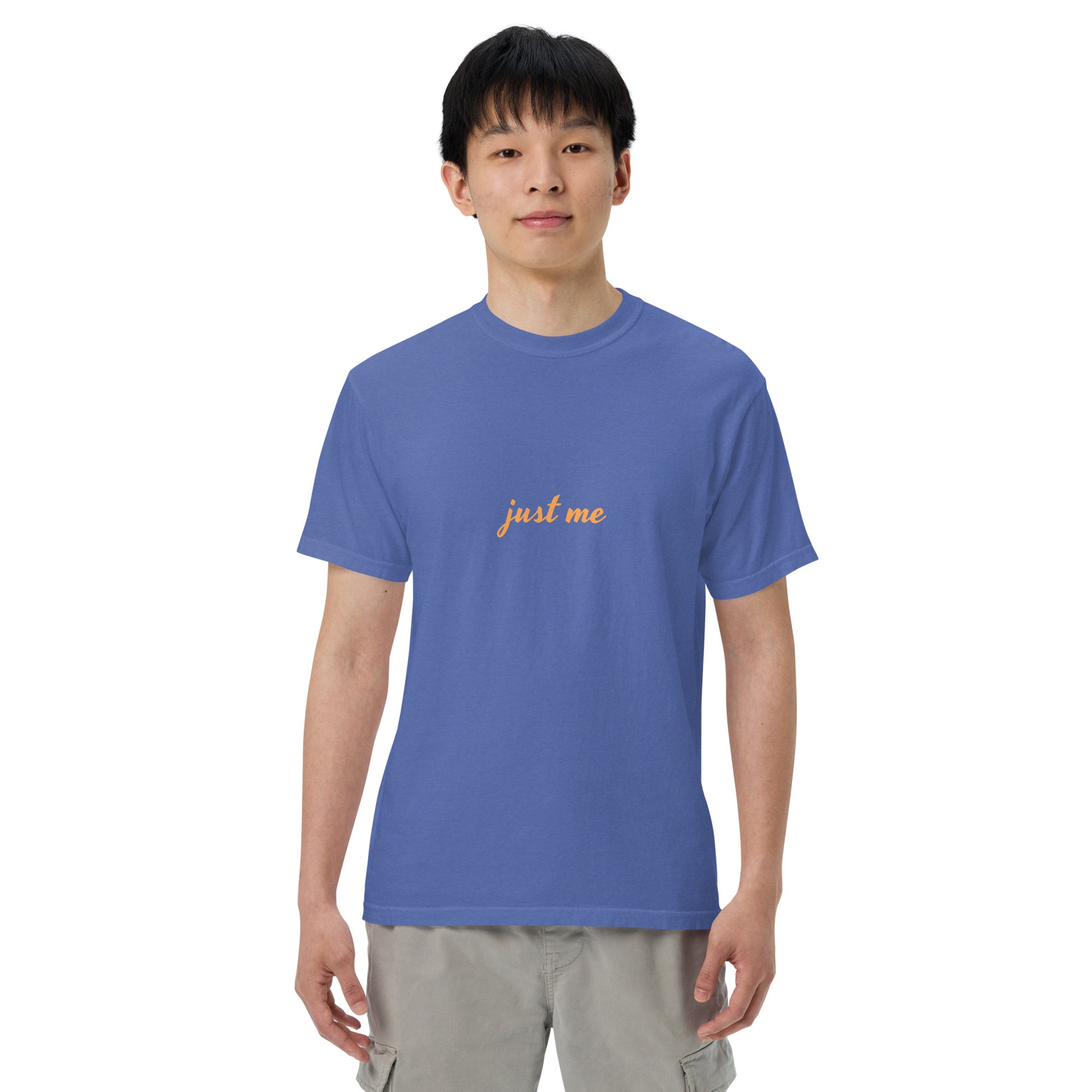 Unisex garment-dyed heavyweight T-shirt in mystic blue, featuring a classic fit and soft, durable fabric.