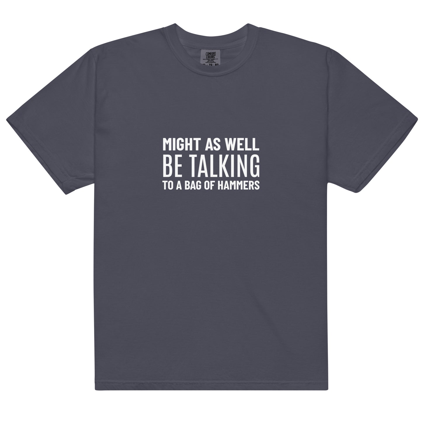 Unisex navy heavyweight T-shirt by wayward.biz, garment-dyed fabric, front view showcasing casual, durable design.