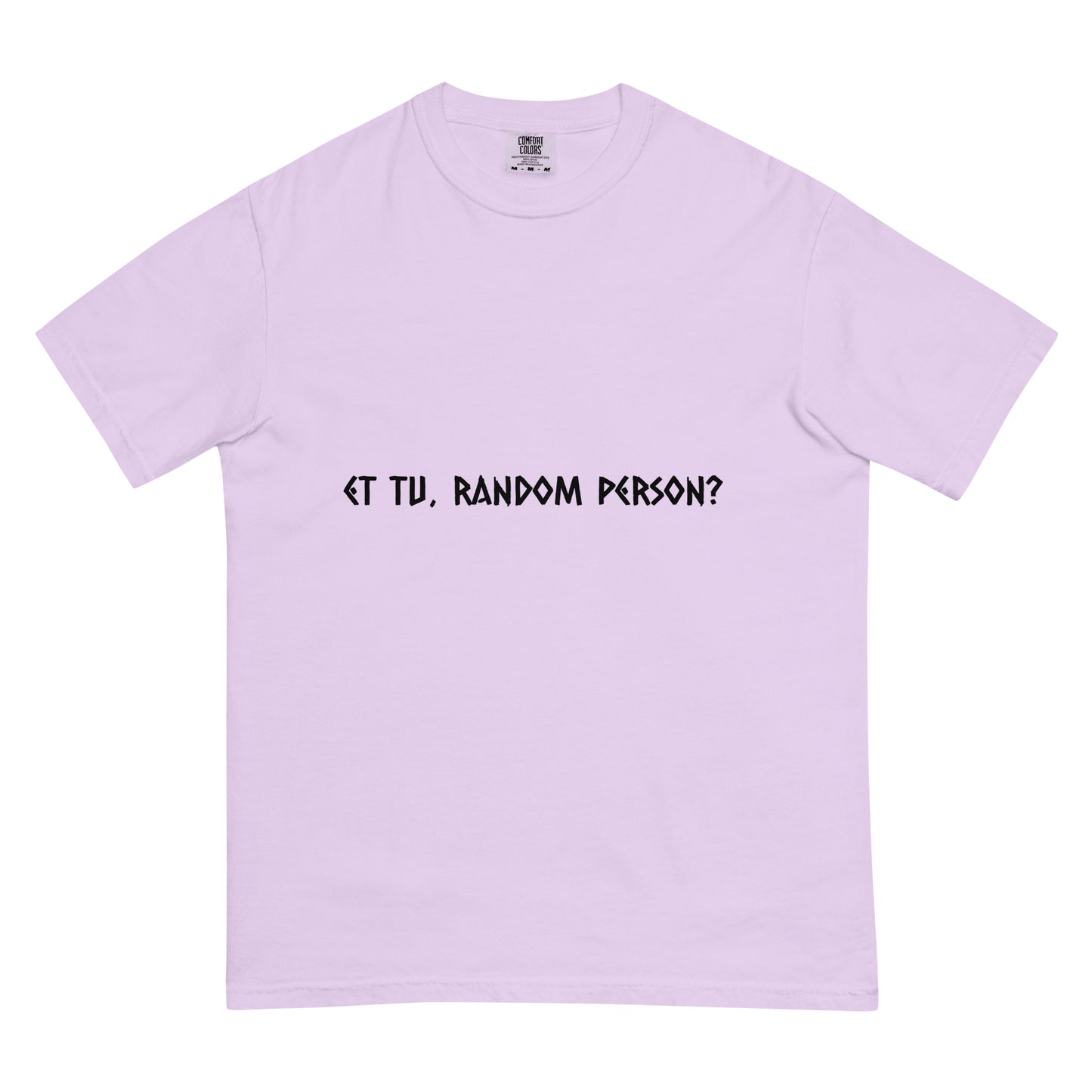 Unisex garment-dyed heavyweight T-shirt by wayward.biz in light orchid color, front view showing soft fabric and relaxed fit.