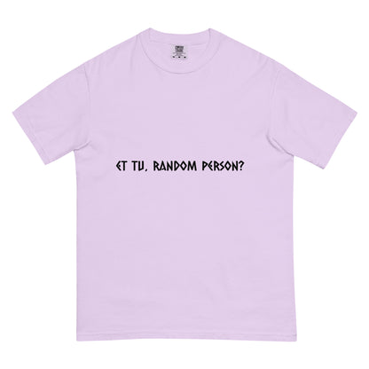 Unisex garment-dyed heavyweight T-shirt by wayward.biz in light orchid color, front view showing soft fabric and relaxed fit.