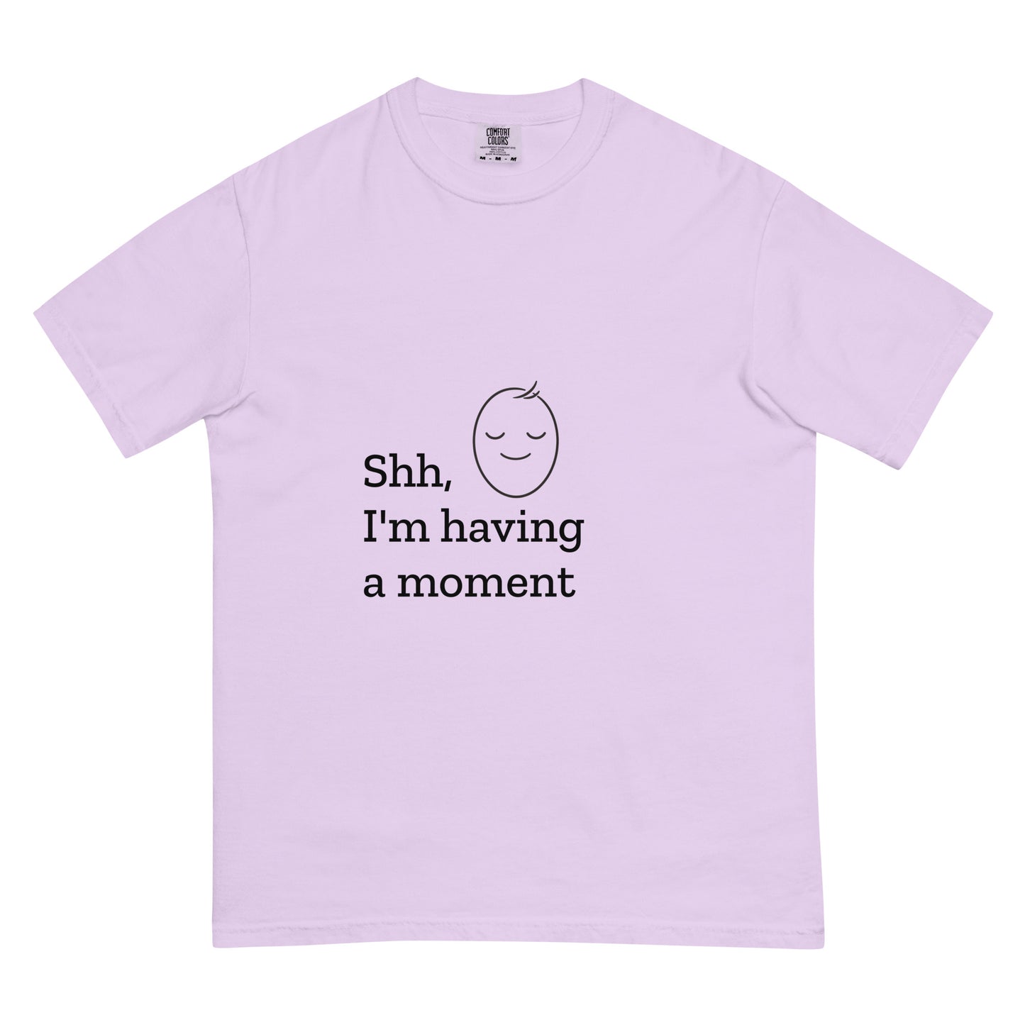 Unisex garment-dyed heavyweight t-shirt in orchid color with a front design, made by wayward.biz.