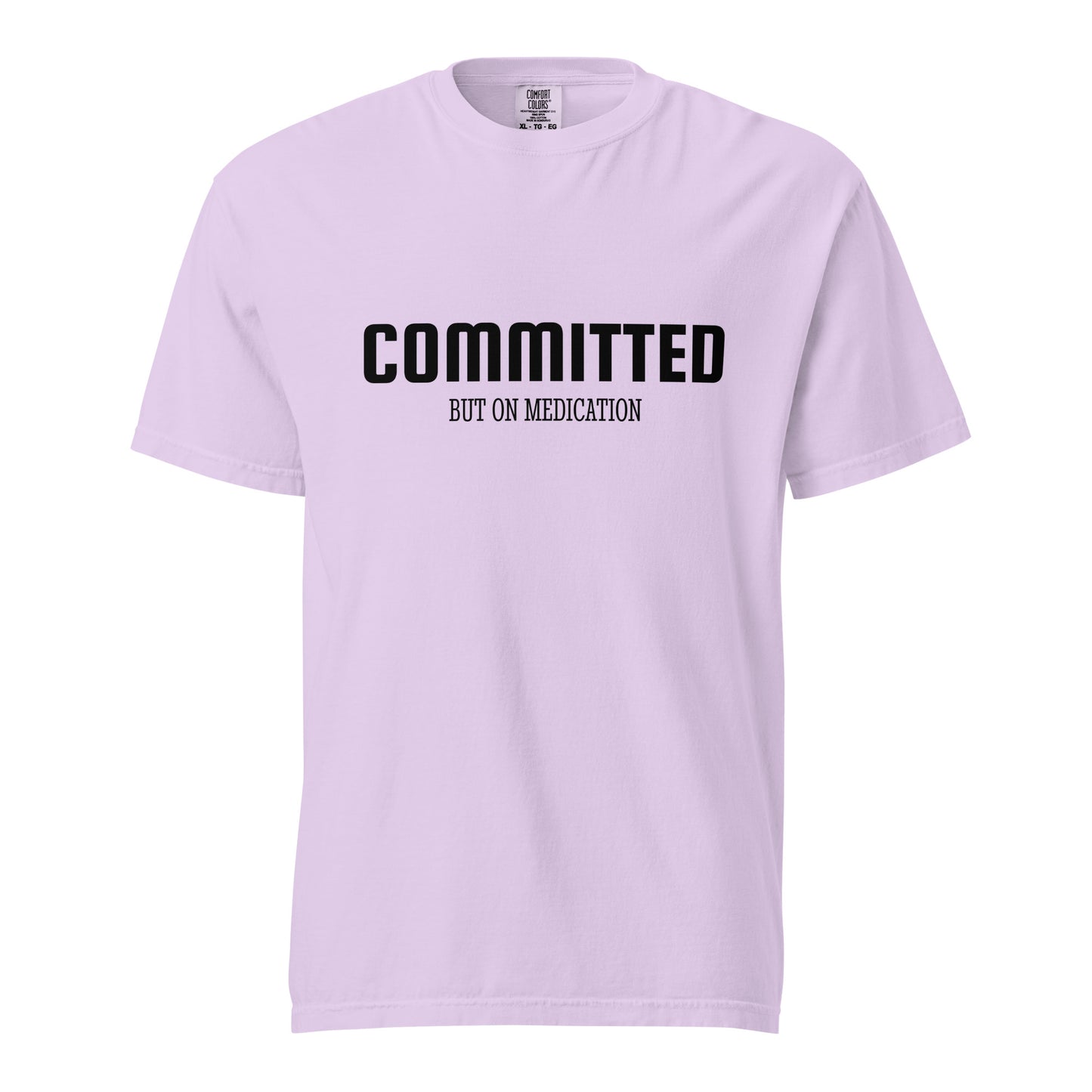 Unisex garment-dyed heavyweight t-shirt in orchid color by Wayward.biz, featuring a front view and casual fit.