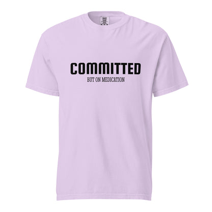 Unisex garment-dyed heavyweight t-shirt in orchid color by Wayward.biz, featuring a front view and casual fit.