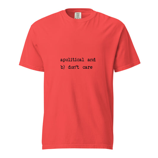 A unisex garment-dyed heavyweight t-shirt in paprika color from wayward.biz, shown from the front.
