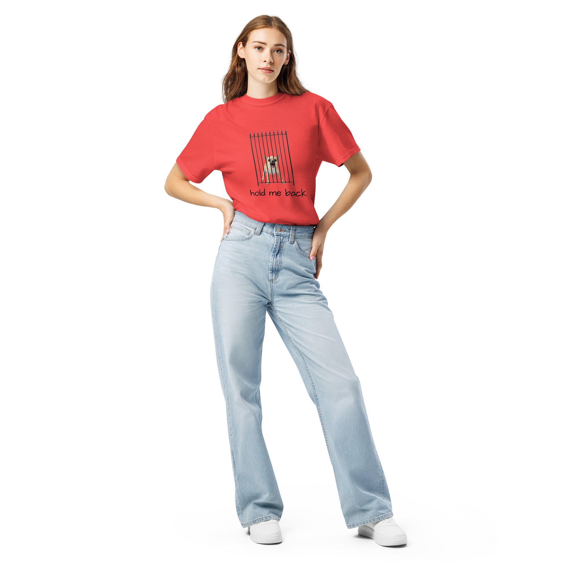 Unisex garment-dyed heavyweight T-shirt in paprika from wayward.biz, front view showcasing soft fabric and relaxed fit.