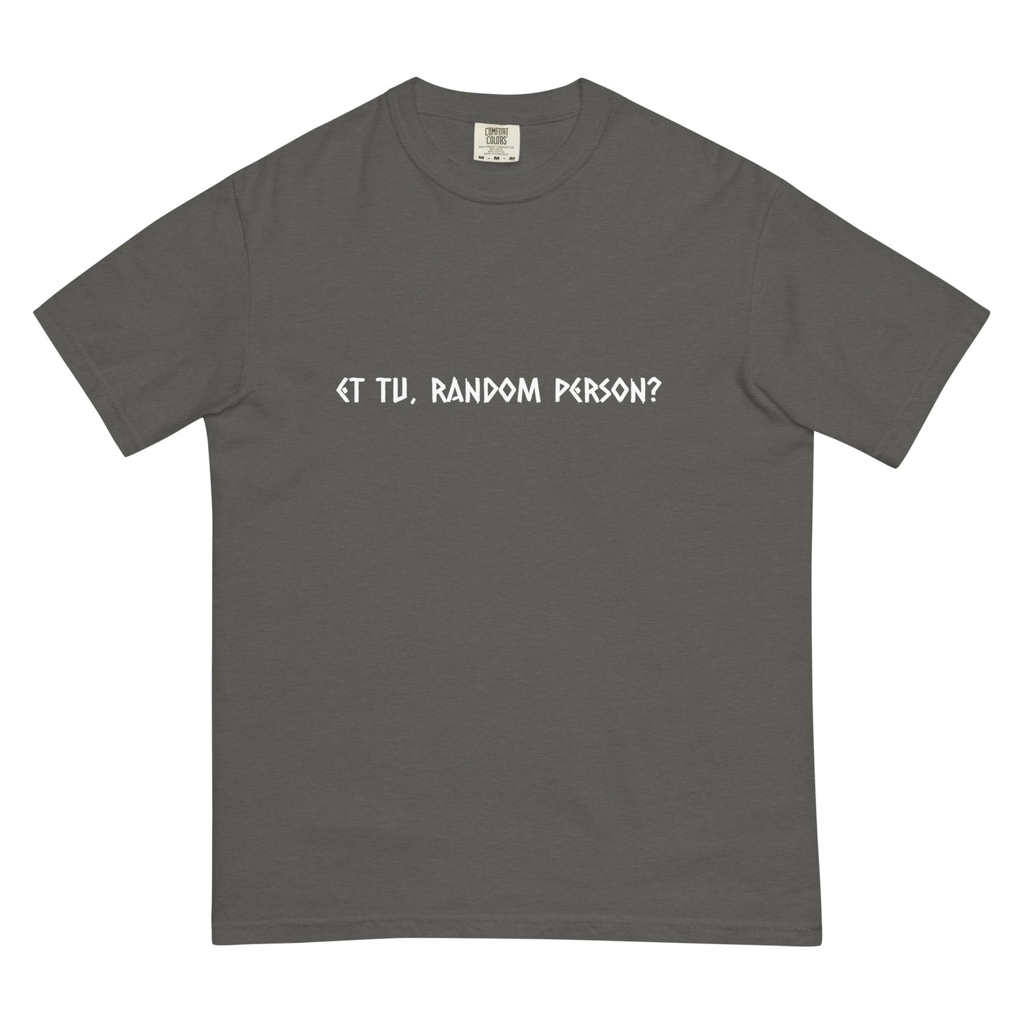Unisex garment-dyed heavyweight T-shirt from wayward.biz in dark pepper color, showing front view with soft fabric texture.