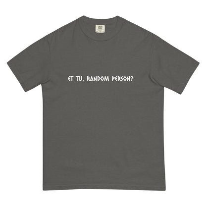 Unisex garment-dyed heavyweight T-shirt from wayward.biz in dark pepper color, showing front view with soft fabric texture.
