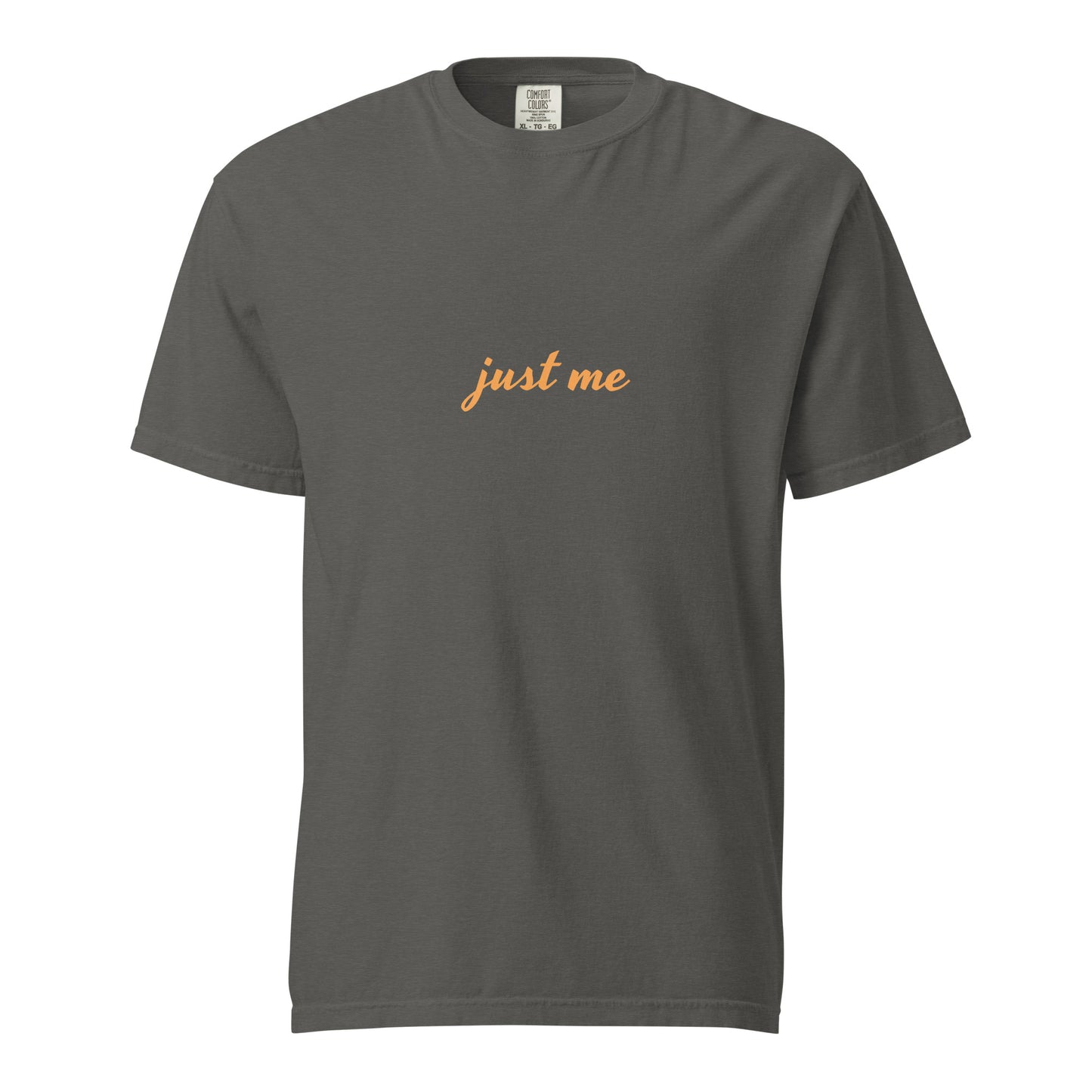 Unisex garment-dyed heavyweight T-shirt from wayward.biz in pepper color, front view showing casual fit and durable fabric.