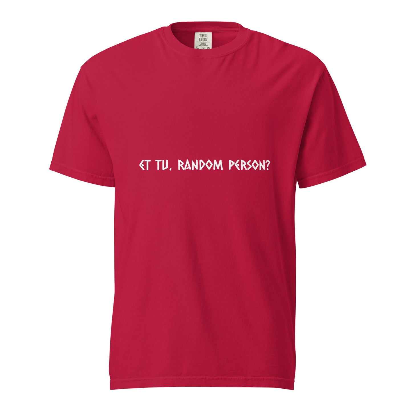Unisex garment-dyed heavyweight T-shirt by wayward.biz in dark red, front view showing soft fabric and relaxed fit.