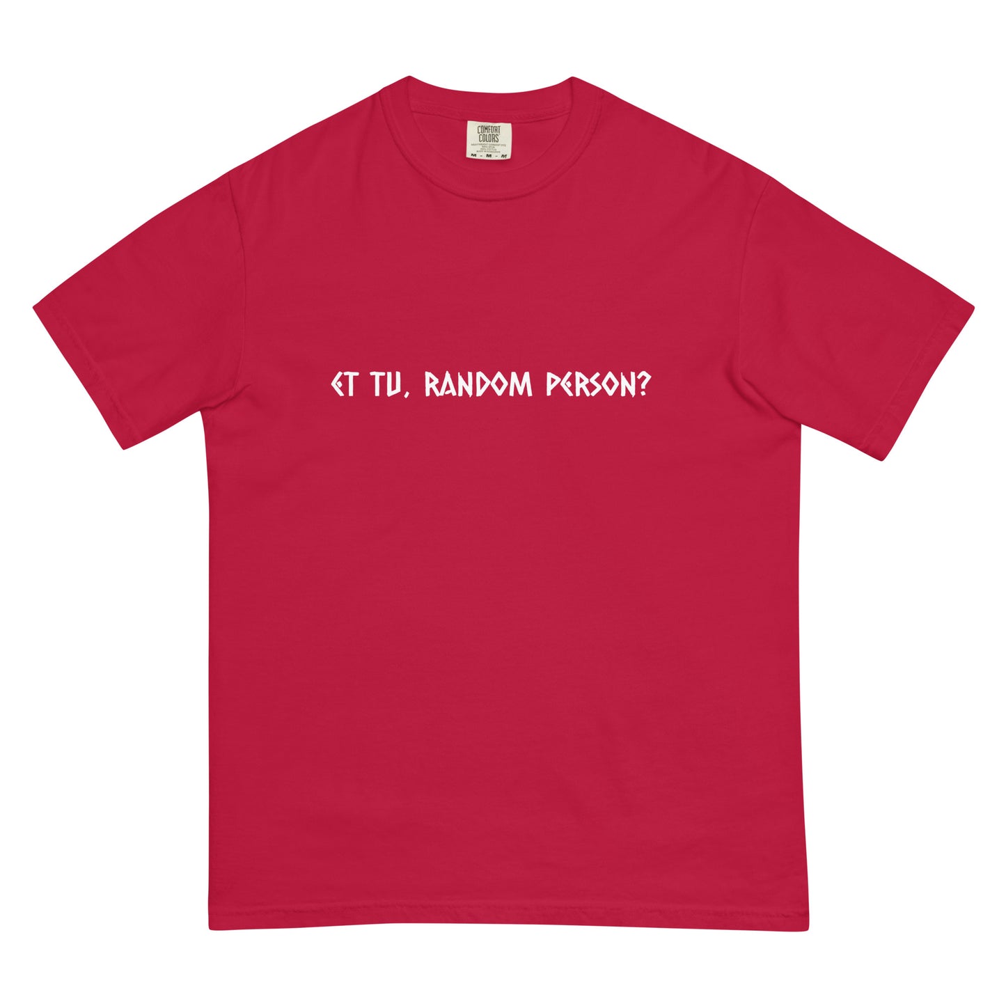 Unisex garment-dyed heavyweight T-shirt from wayward.biz, in dark red with a front design, made for a relaxed fit and casual style.