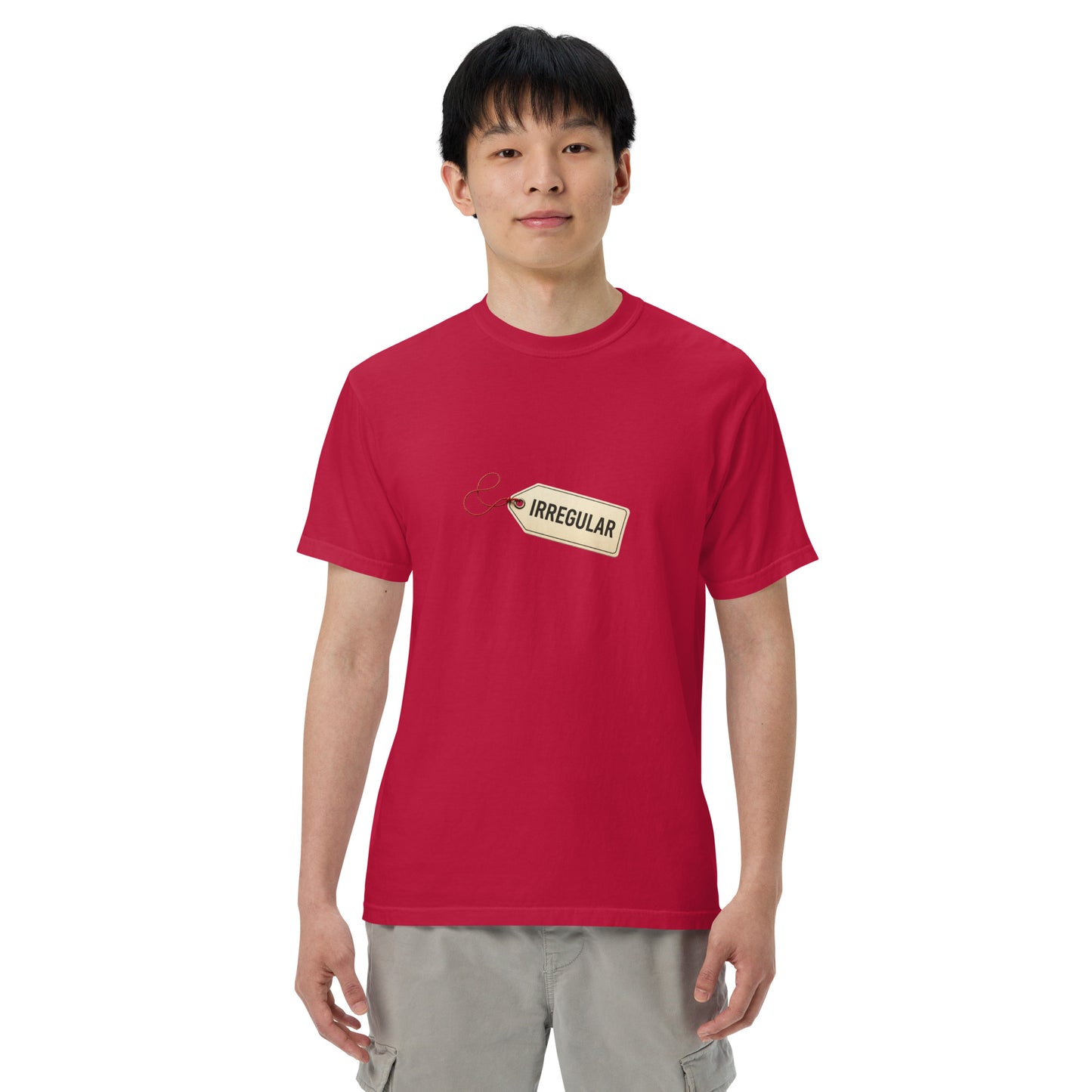 Unisex garment-dyed heavyweight red T-shirt by wayward.biz with a relaxed fit and casual style.