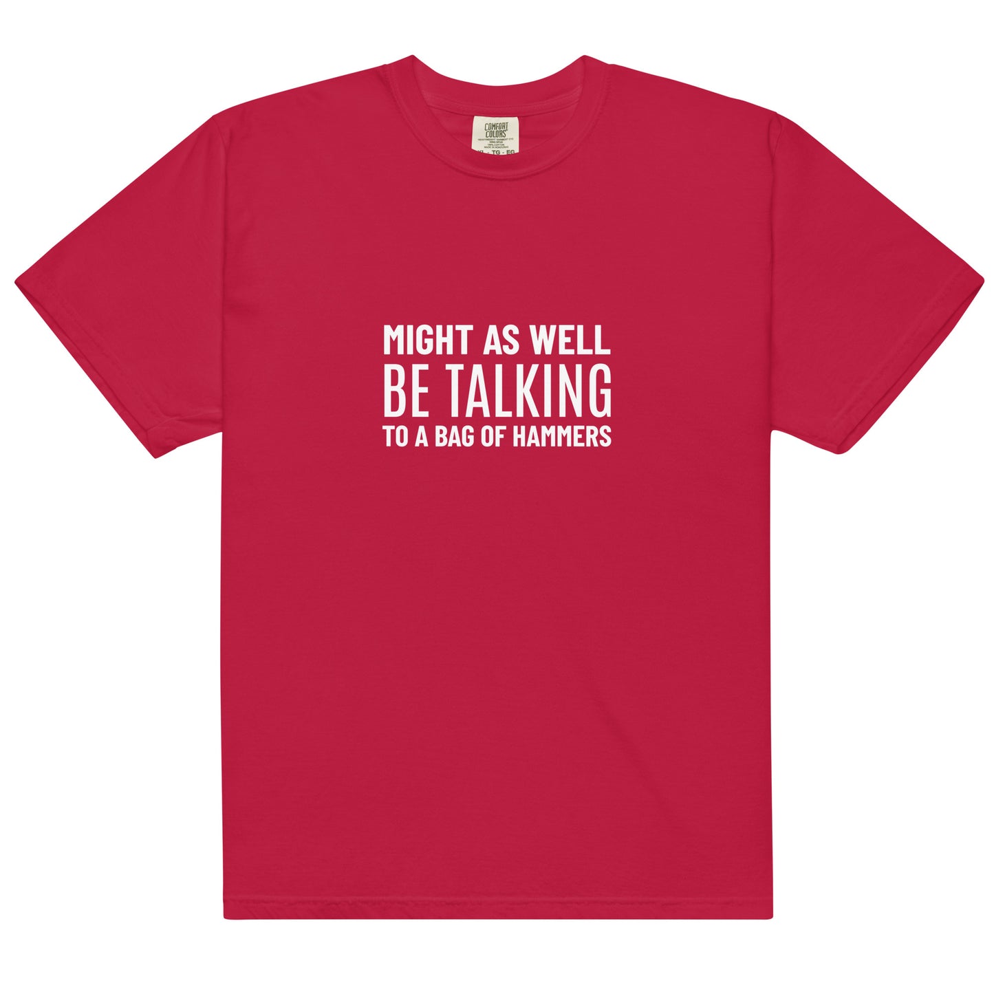 Unisex red garment-dyed heavyweight T-shirt from wayward.biz with front design, casual style and comfortable fit.