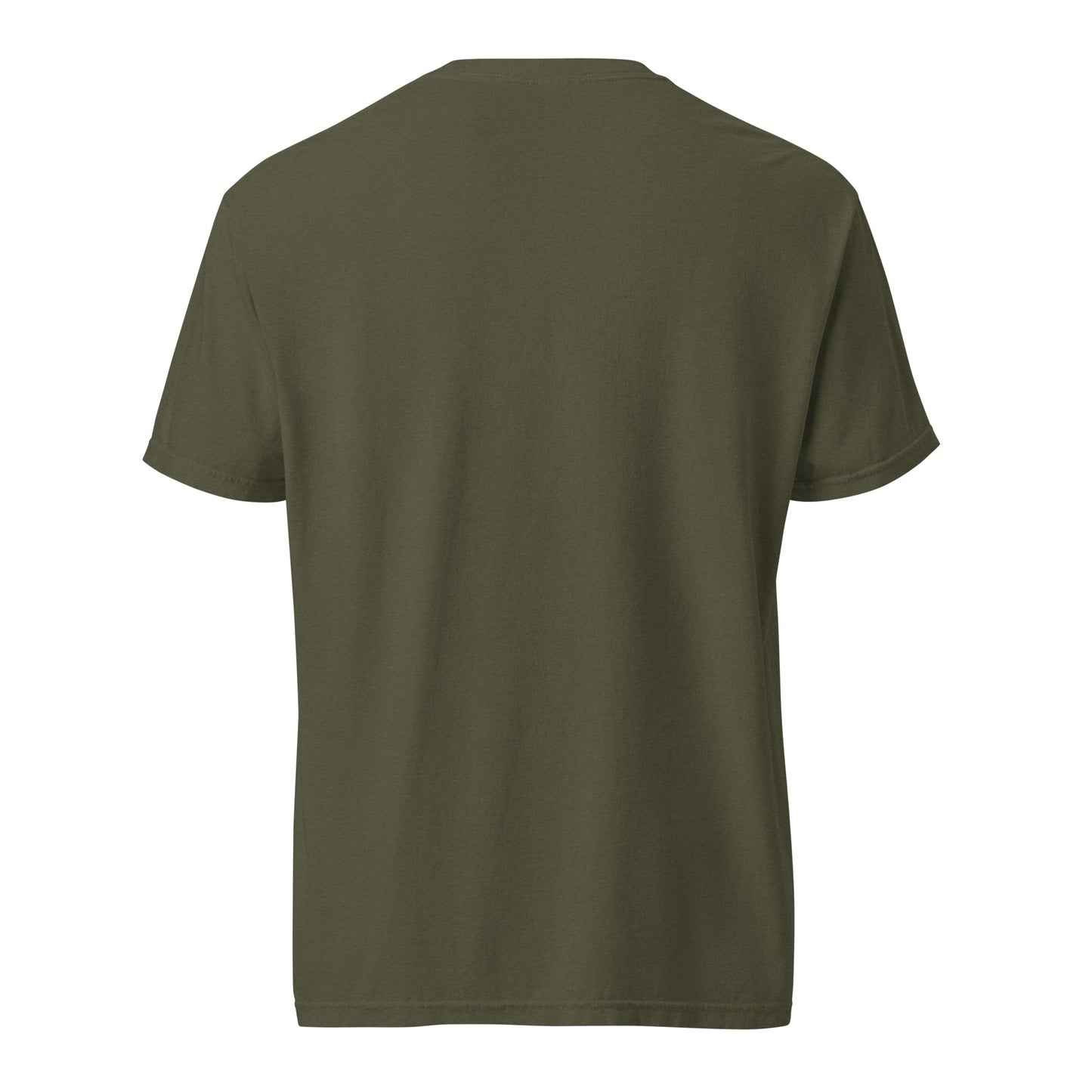 Unisex garment-dyed heavyweight t-shirt in sage color, featuring a classic fit and durable fabric, by Wayward.biz.