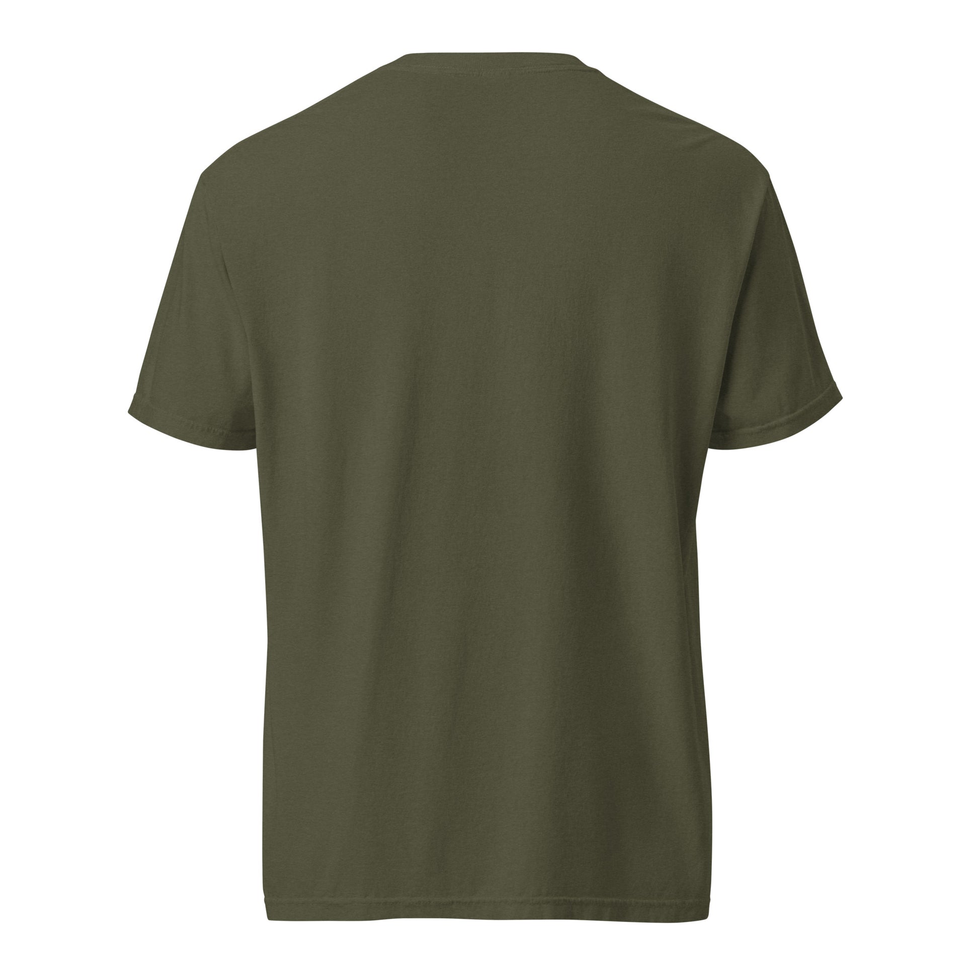 Unisex garment-dyed heavyweight t-shirt in sage color, featuring a classic fit and durable fabric, by Wayward.biz.